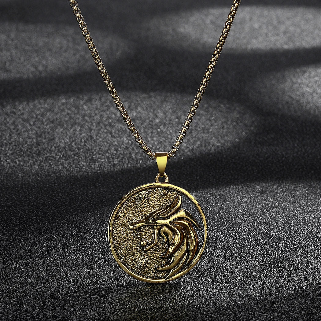 Witcher Geralt Wolf Medallion Pendant — Silver