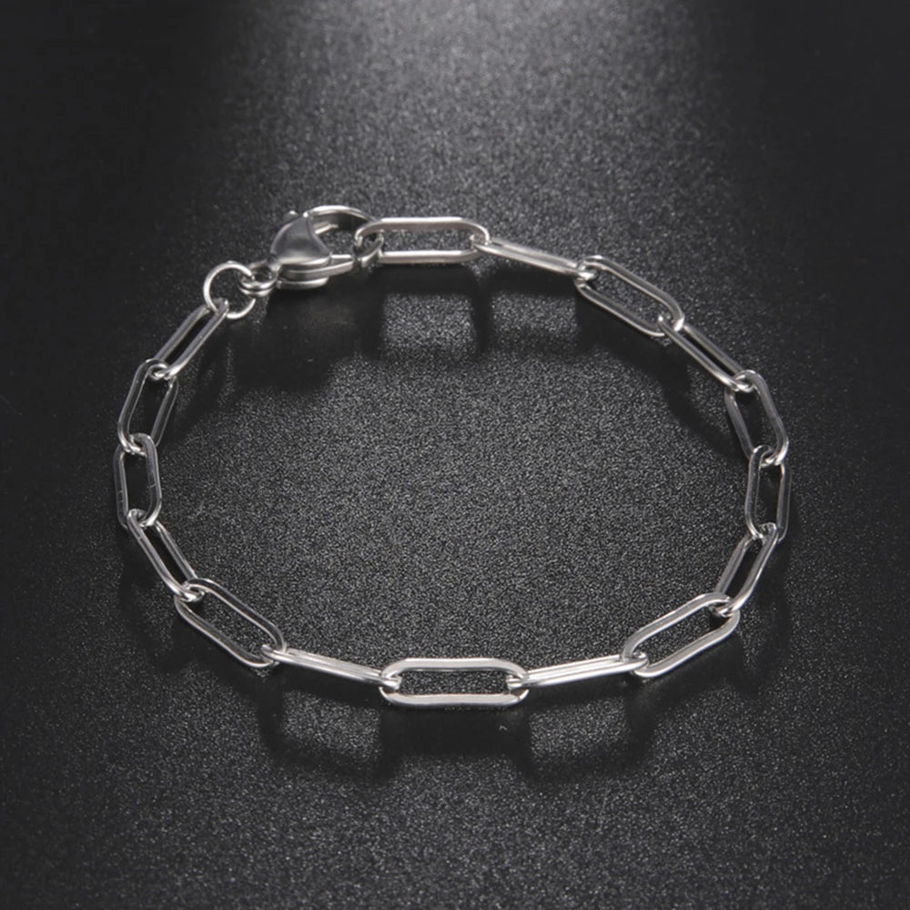 Paperclip Cable Chain Bracelet — Stainless Steel