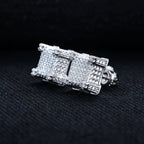 Iced Out Square Stud Earrings — 925 Silver