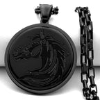 Steel Pendant Natural Stones Horsehead Animal