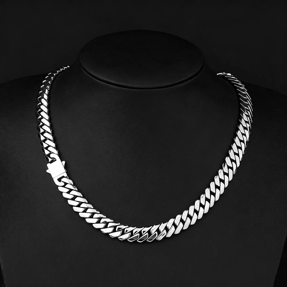 NUOYA Wholesale 12mm Stainless Steel Cuban Link Chain Bracelet High Polished Hip Hop Jewelry Gift for Men