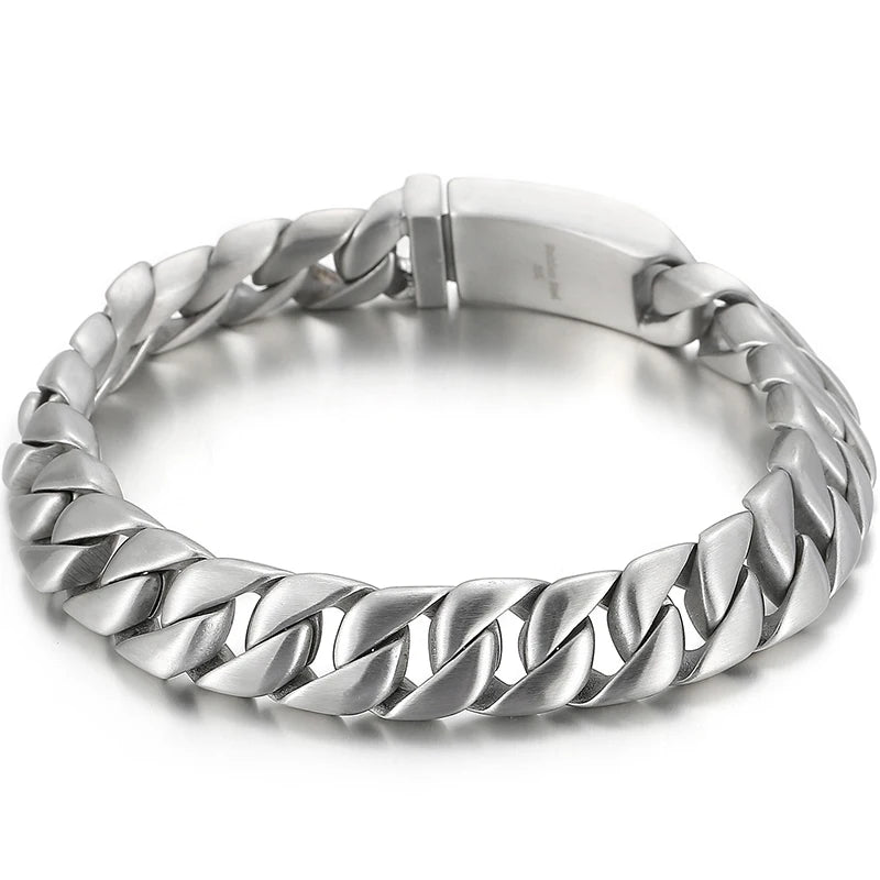 Brushed Man Bracelet for Men 12MM Matte Solid Stainless Steel Men's On Hand Bands Bracelets Male Jewelry Iron Mannen