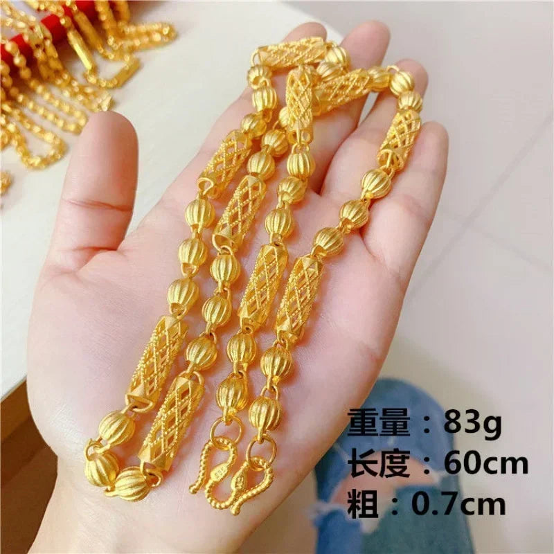 Mens and womens 18K gold necklace AU750 ball chain transfer domineering jewelry boss chain free shipping with
