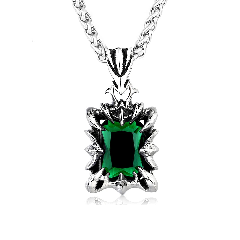 Stone Pendant Necklace Black — Stainless Steel