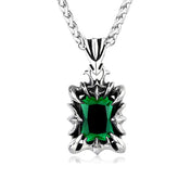 Stone Pendant Necklace Black — Stainless Steel