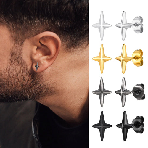 Black Star Stud Earrings — Stainless Steel