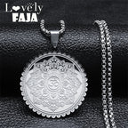 Lotus Mandala Pendant Necklace — Stainless