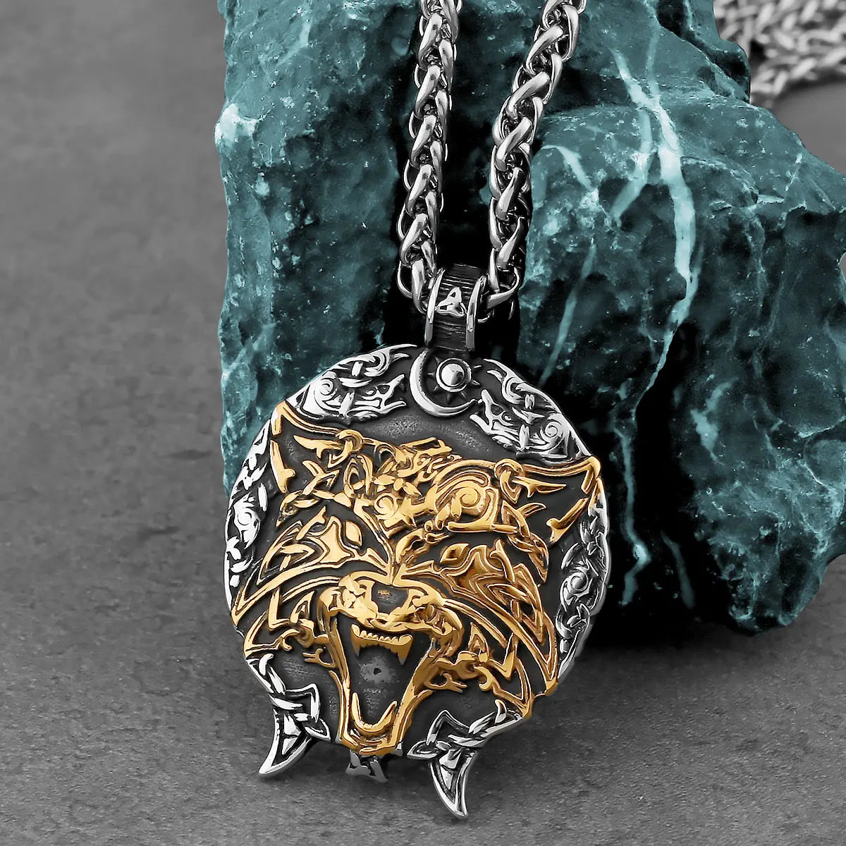 Viking Wolf Celtic Pendant Necklace — Stainless Steel