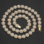 Gold Tennis Necklace Iced Out T-Square Mixed Inlay