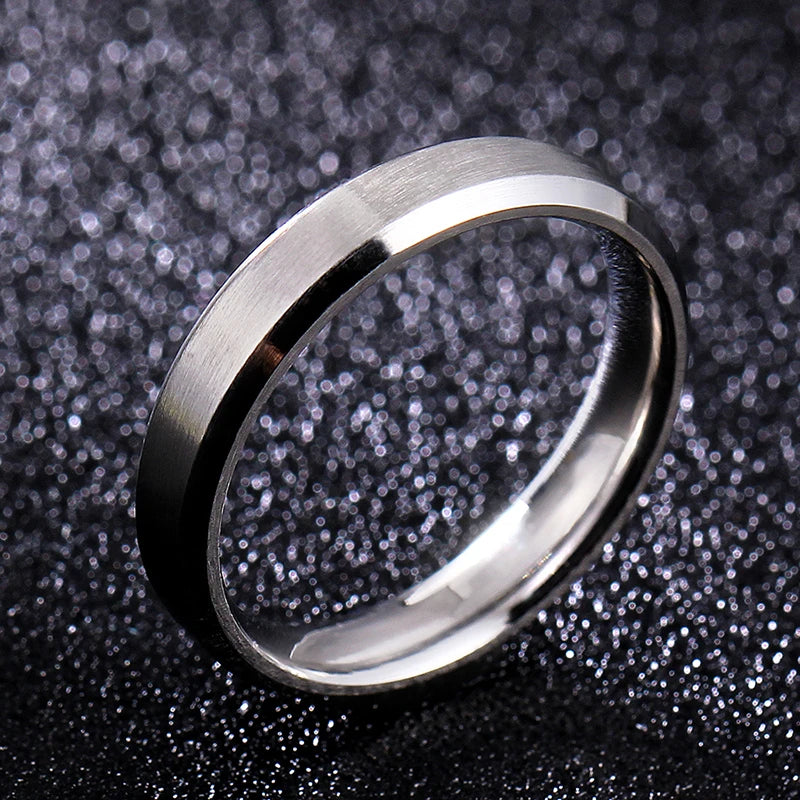 4mm Simple Smooth Women Rings Black Stainless Steel Men Rings Birthday Gifts Rings for men
