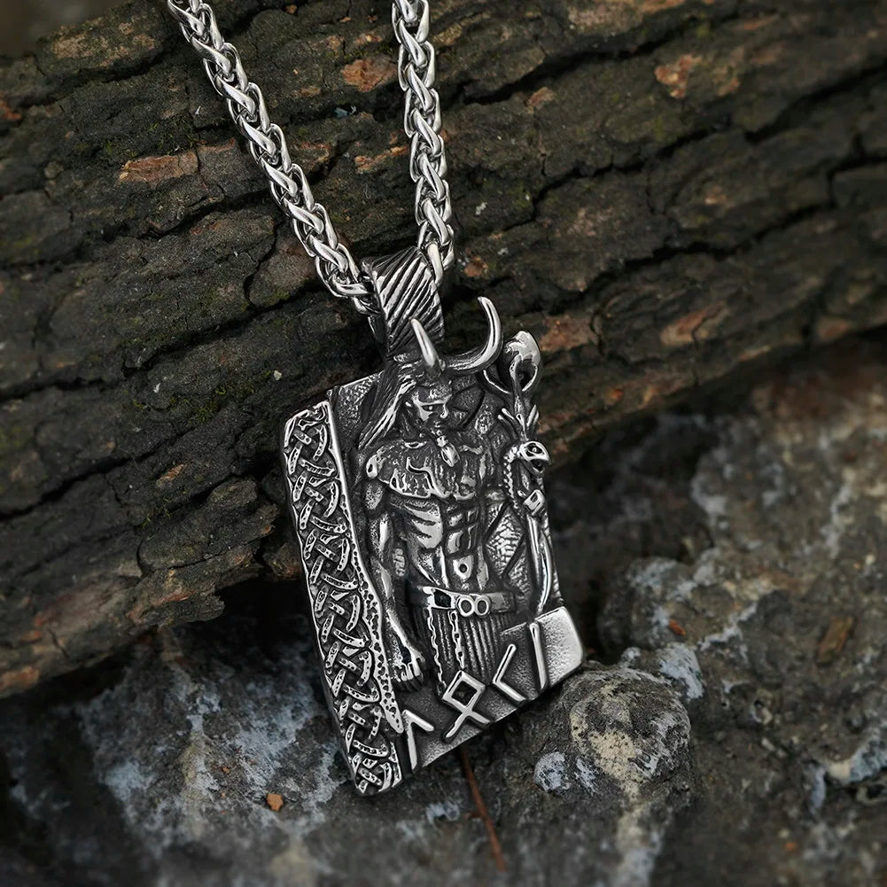 Viking Rune Valknut Pendant Necklace — Stainless Steel