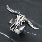 Men Gothic 316L Stainless Steel Bull Skull Ring Punk Rock Biker Bull Head Animal Ring Cool Fashion Jewelry Gift Drop