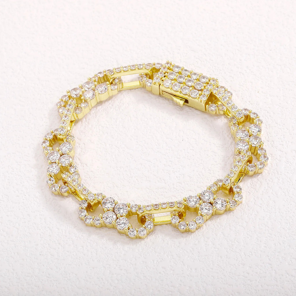 Gold Iced Out Bracelet Statement 8-Inch