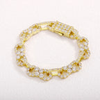 Gold Iced Out Bracelet Statement 8-Inch