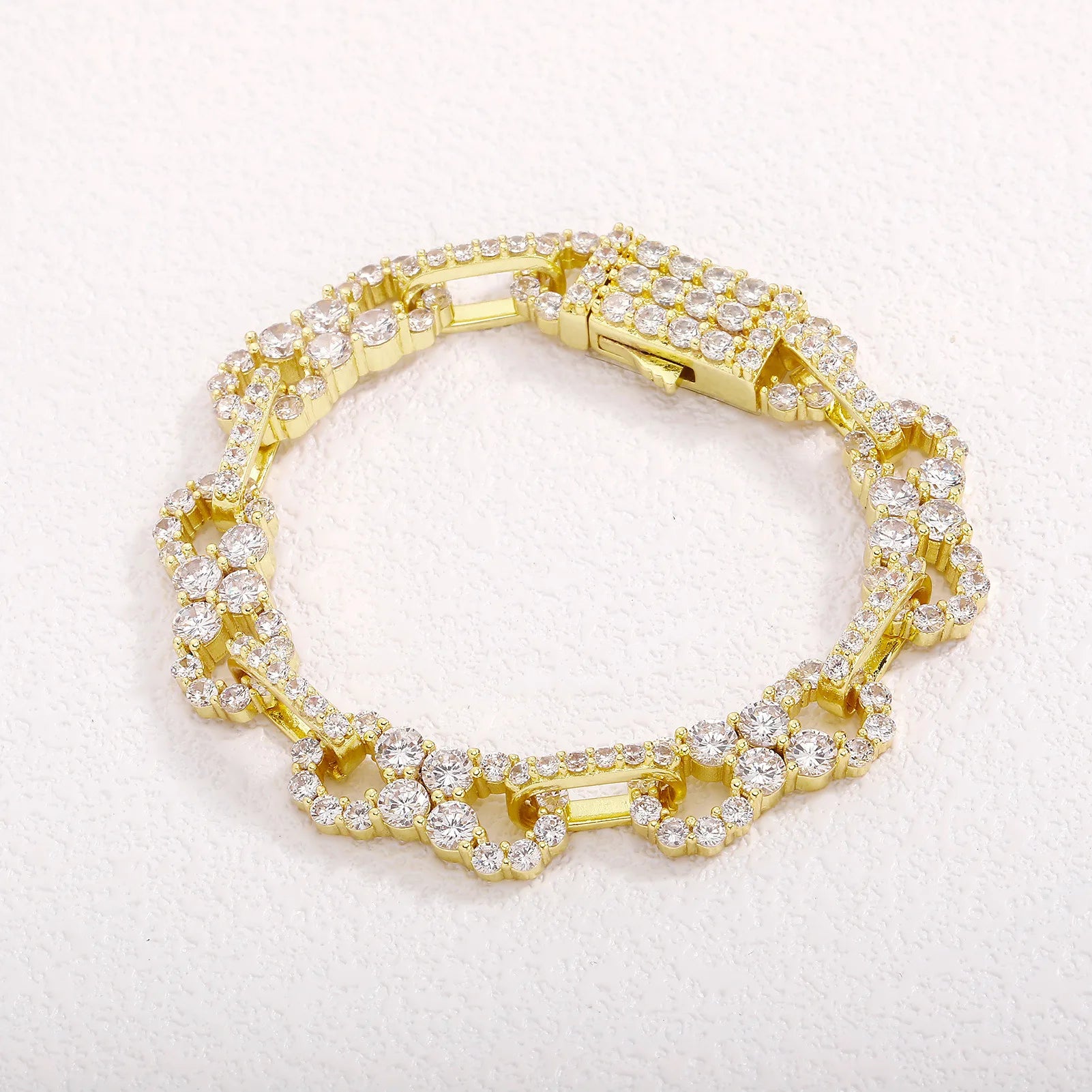 Gold Iced Out Bracelet Statement 8-Inch