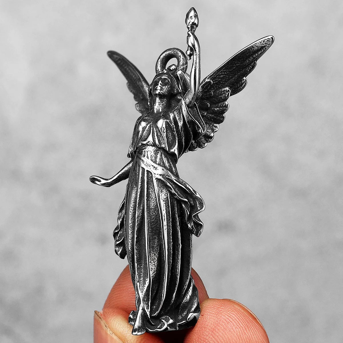 Angel Statue Pendant Necklace — Stainless Steel