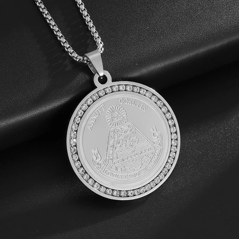 Pyramid Eye of God Pendant Necklace — Zircon, Stainless Steel