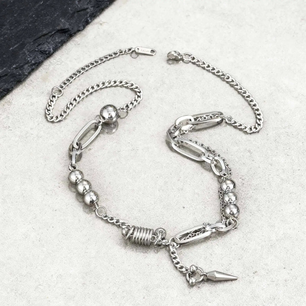 Rivet Statement Chain Choker Necklace — Stainless Steel
