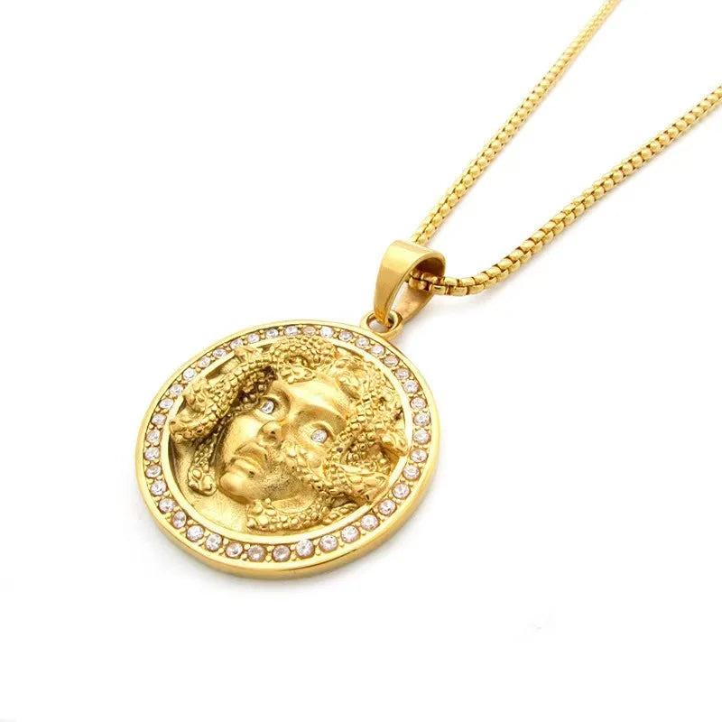 Greek Medusa Snake Pendant Necklace — Stainless Steel