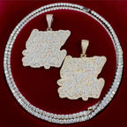 Aokaishen New Iced Out Bling CZ Loyalty Over Royalty Pendant Necklace Cubic Zirconia Two Tone Color Charm Women HipHop Jewelry
