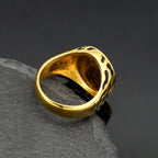 Golden Lion Head Ring Animal Band — 316L Stainless Steel