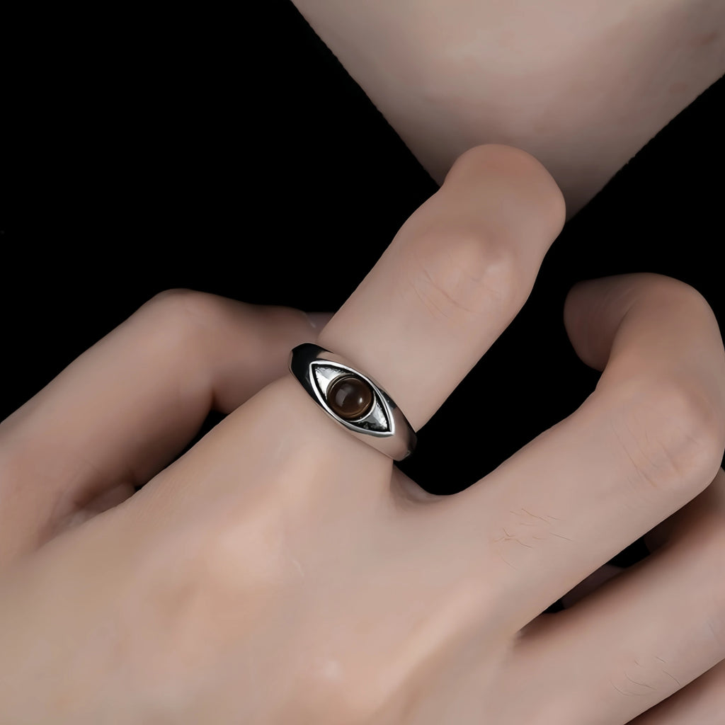 Retro "Horus Eye" Adjustable Open Ring For Men Women Copper Gothic Punk Edgy Jewelry Indie Accessories Niche Gift