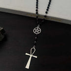 Y2K Spike Cross Black Pendant Necklace