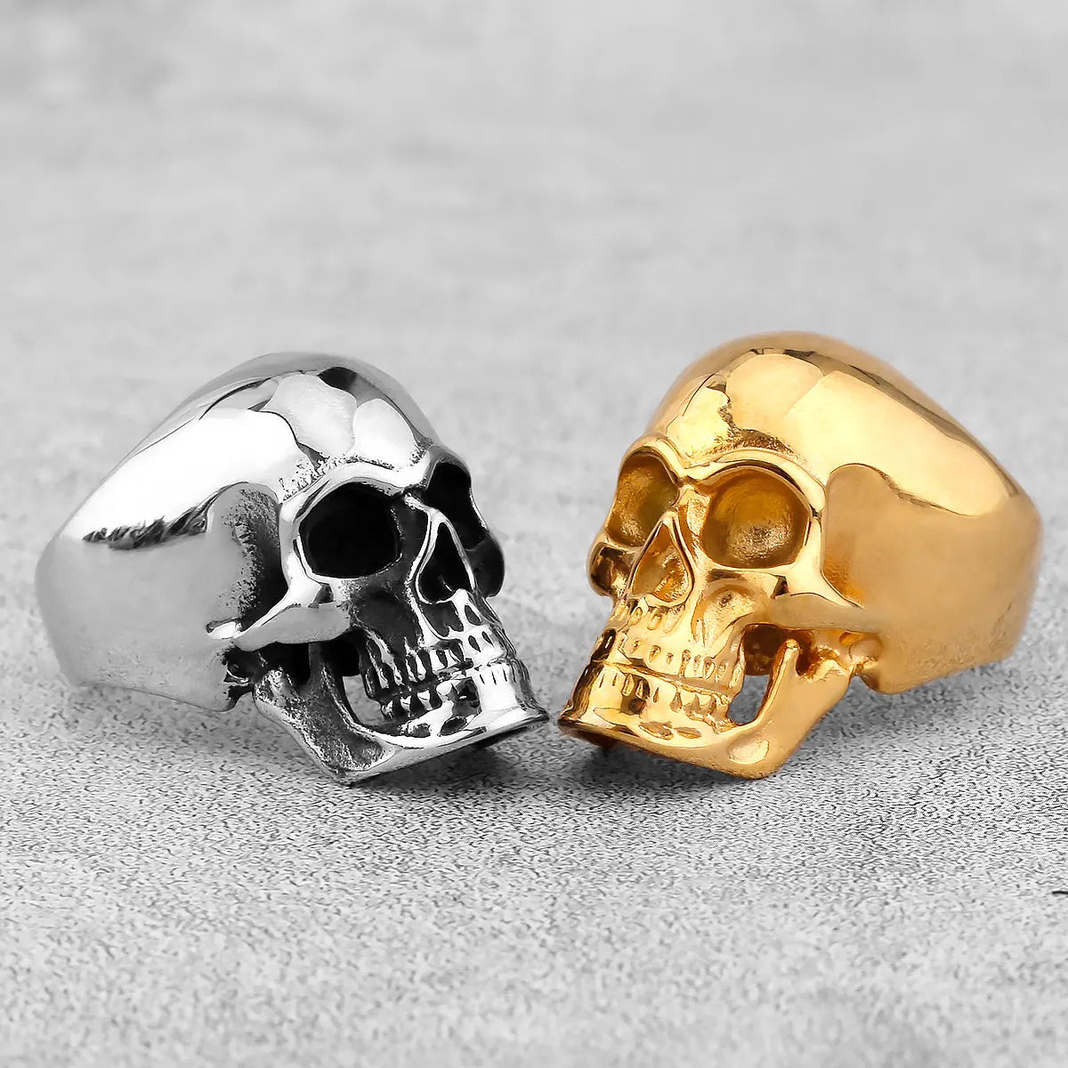 High Polish Heavy Skull Ring — Two-Tone