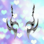 Silver Starlight Flame Dangle Earrings — Stainless Steel