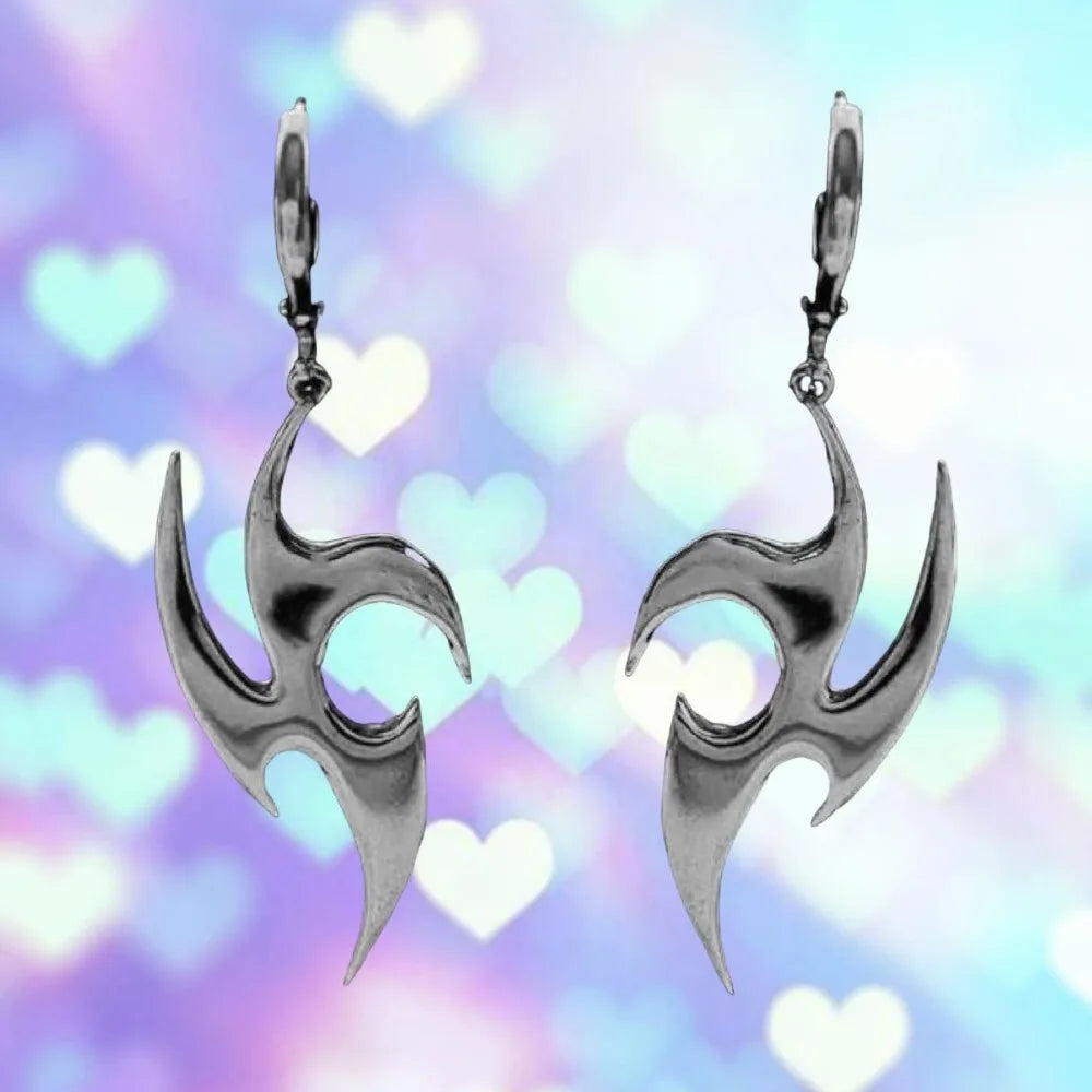 Silver Starlight Flame Dangle Earrings — Stainless Steel