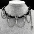 Gothic Cross Leather Choker Necklace — Stainless Steel