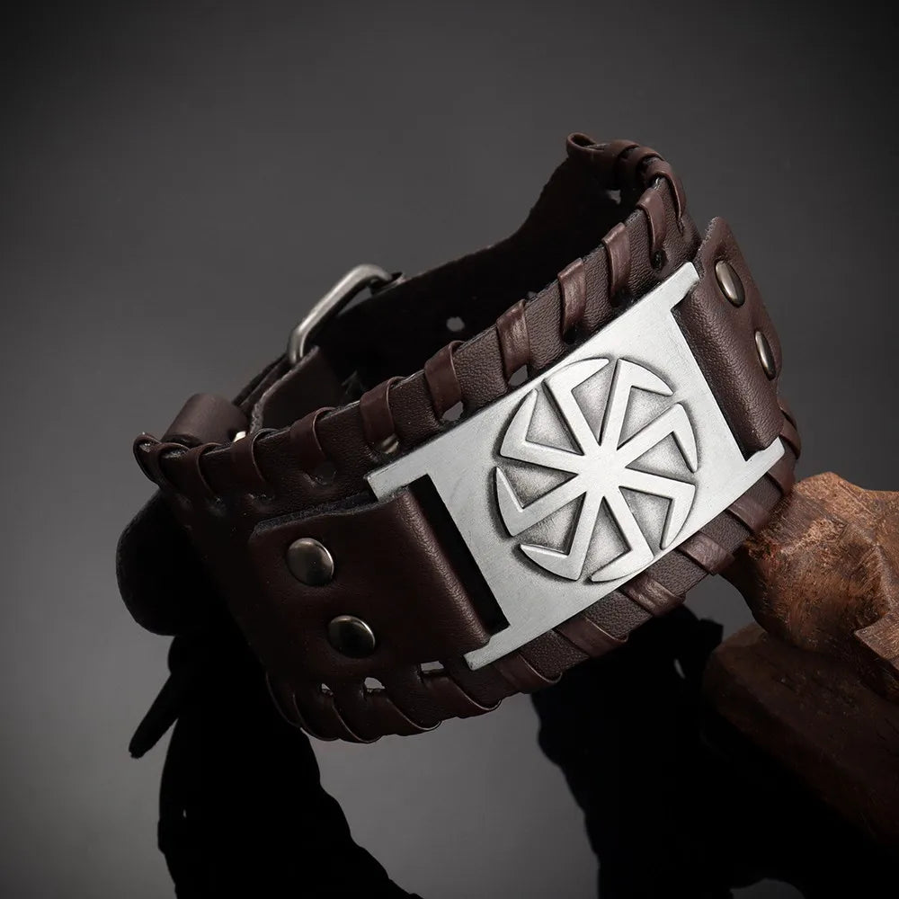 2025 Totem Design Nordic Lucky Compass Bracelet Viking Men's Bracelet New Trendy Fashion Leather Woven Accessories