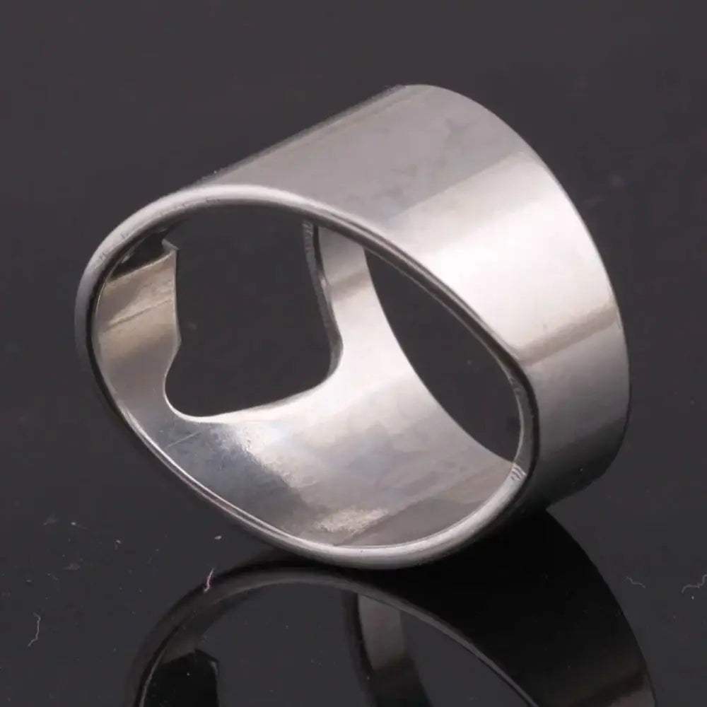 Fashion Stainless Steel Men Bottle Opener Rings Western High Quality Simple Titanium Steel Black White Ring For Friend Jewelry