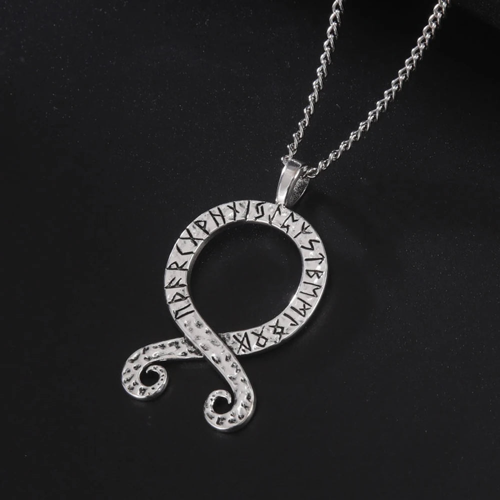 LIKGREAT Nordic Octopus Squid Pendant Viking Runes Troll Cross Necklace Swedish Folklore Protection Amulet Jewelry