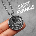 St. Francis Cross Pendant Necklace — Stainless Steel