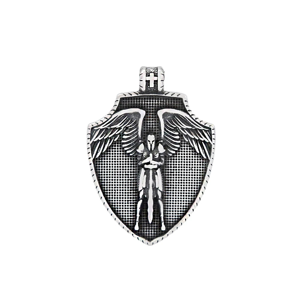Cross Steel Pendant Vintage Michael's Shield Punk
