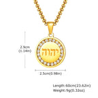 Hebrew Zircon Round Pendant — Stainless