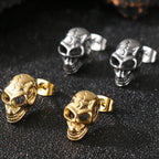 TrustyLan Solid Stainless Steel Women's Earrings Woman Man Punk Rock Skeleton Jewelry Gothic Skull Head Stud Earrings