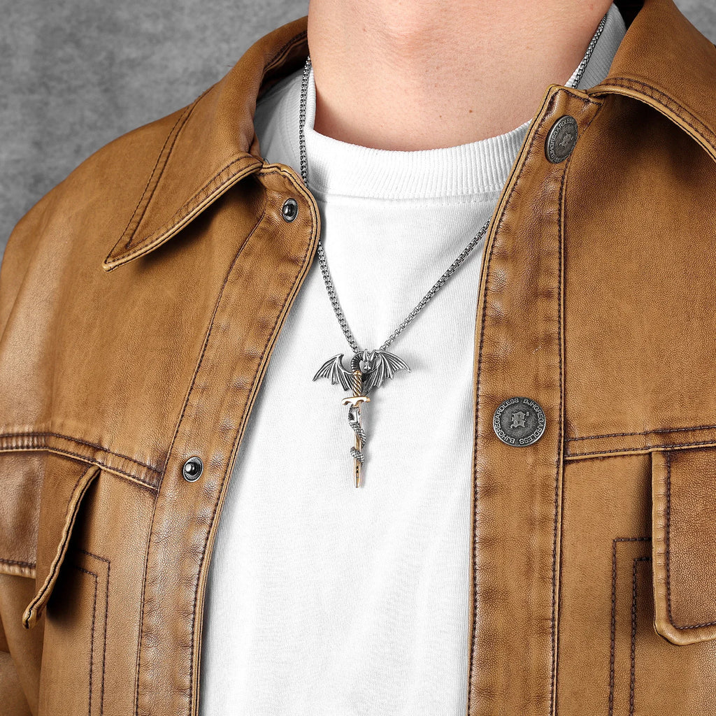 Dragon Slaying Sword Pendant Necklace — Stainless Steel