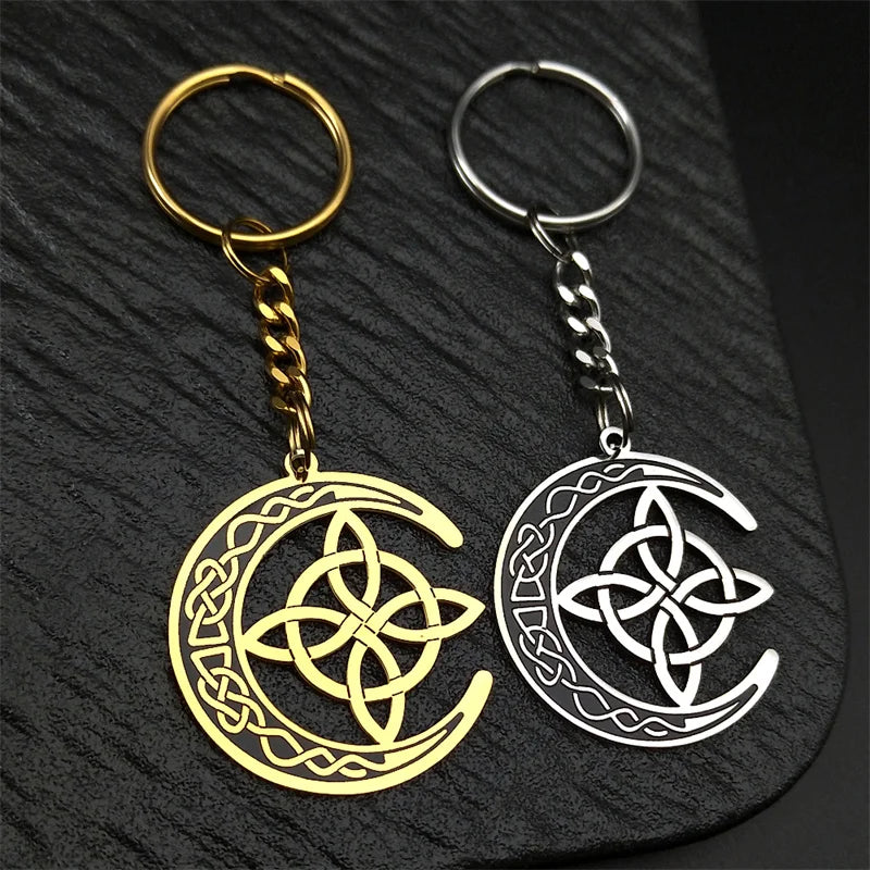 Celtic Steel Ring Crescent Irish Knot Key Witch