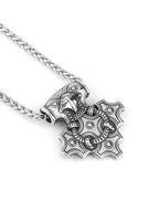 Men's Domineering Stainless Steel Raven Thor's Hammer Pendant Necklace Retro Viking Fashion Jewelry Necklace