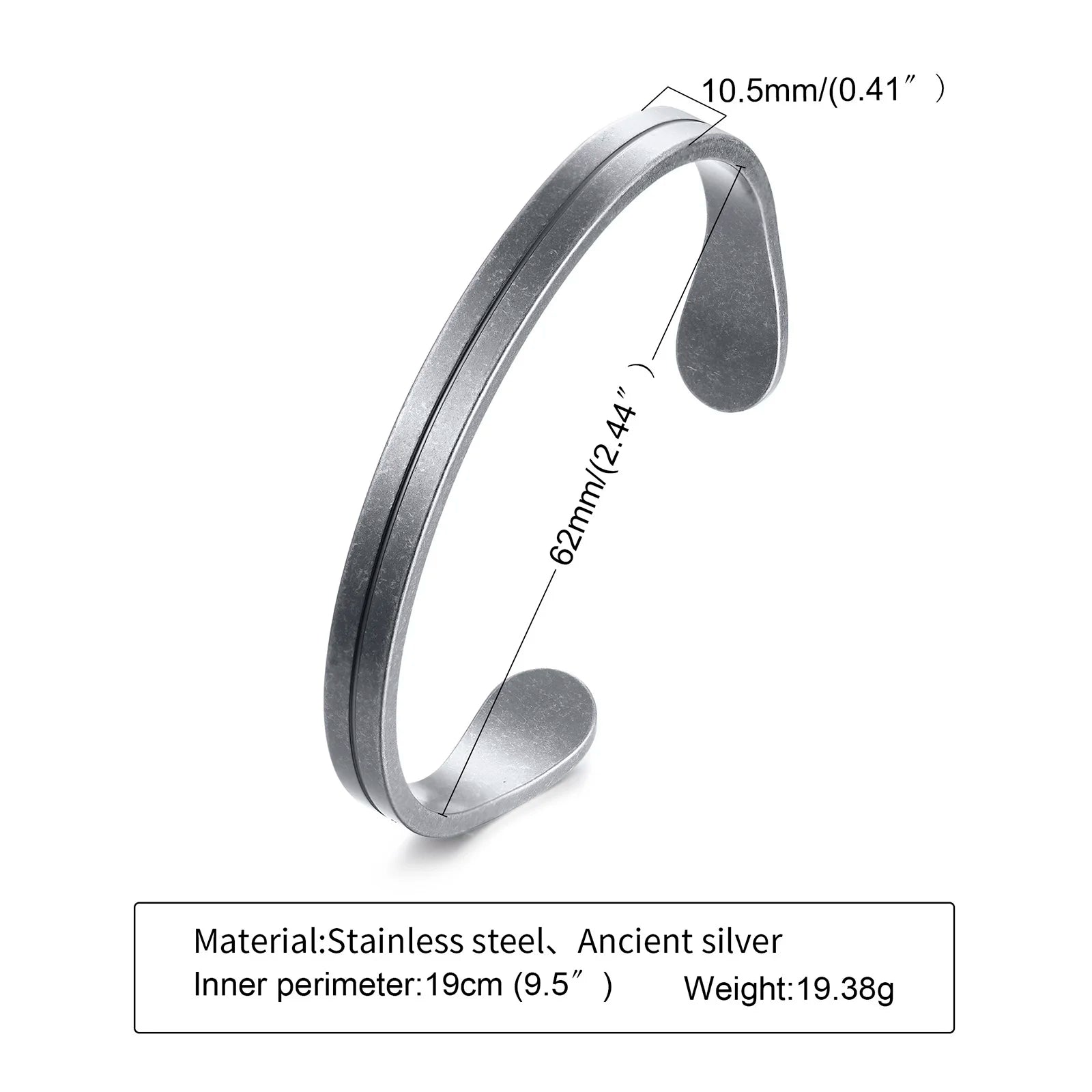 Silver Mobius Cuff Bangle Bracelet — Stainless Steel