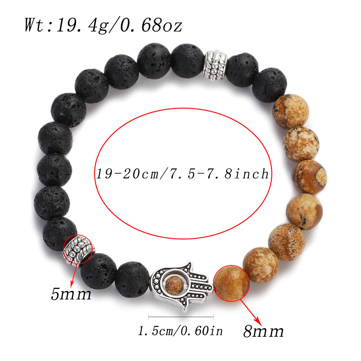 Tiger Eye Lava Bead Chakra Bracelet