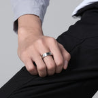 Unisex Retro Punk Style Jesus Cross Ring 6/8MM Black Silver Fashion Religious Prayer Jewelry for Men And Women Halloween Gift