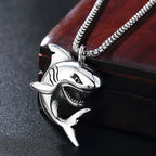 Silver Shark Pendant Necklace Stainless Steel