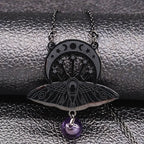 Bat Witchcraft Triple Moon Goddess Necklace Stainless Steel Women Silver Color Moth Necklace Jewerly Collar Mujer N3059S02