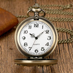 Vintage Pocket Watch Bronze Quartz Zodiac Signs Watches with Chain The SUN Male's Kid Retro Clock Exquisite Fashion
