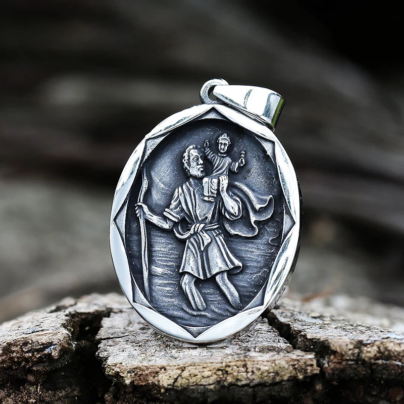 Dropshipping Man Mythological style Archangel St.Michael Protect Saint Shield Pendant Religious Amulet Jewelry Boyfriend Gift