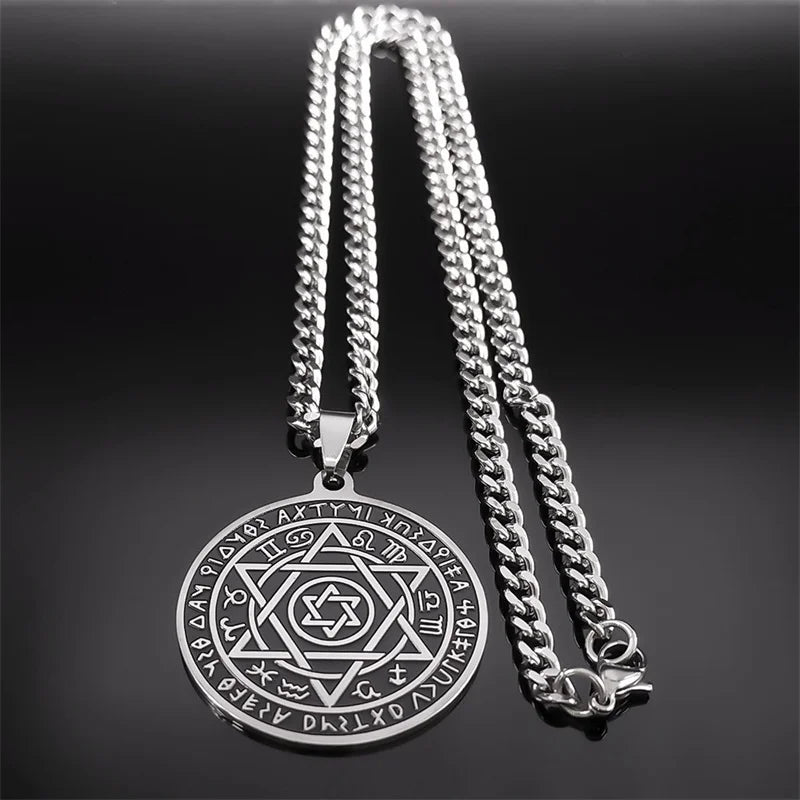 Star of David Silver Pendant Necklace — Stainless Steel