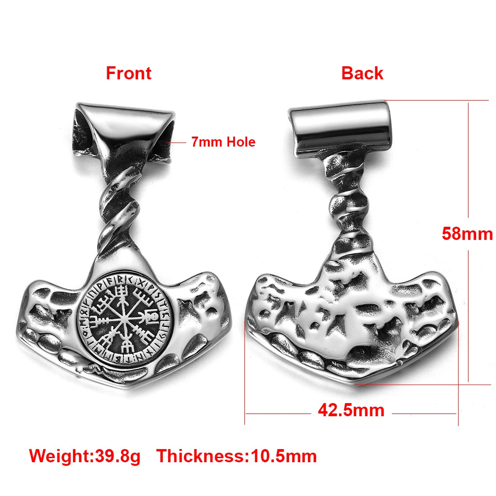 Norse Viking Rune Round Pendant Necklace — Stainless Steel
